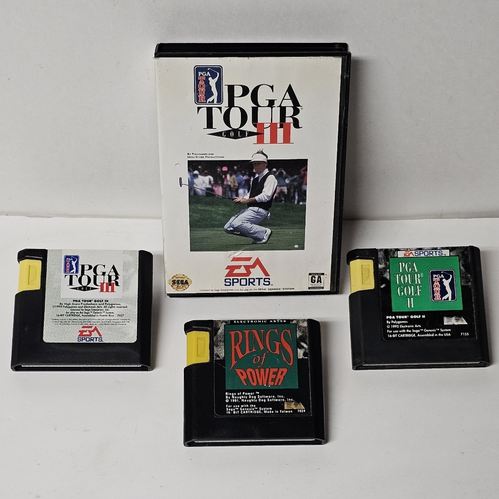 Vintage Rings of Power, PGA Tour Golf 2 and 3 Games (Sega Genesis) Lot of 3